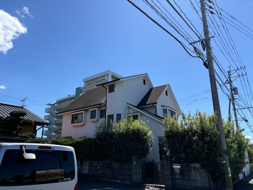 菊池郡大津町～屋根・外壁塗装の足場組立！１０月開始！