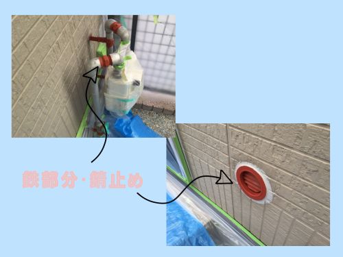 菊池郡A様邸の外壁塗装で鉄部分の錆止めを実施
